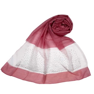 Designer Diamond Studded Tissue Hijab - Rouge Pink